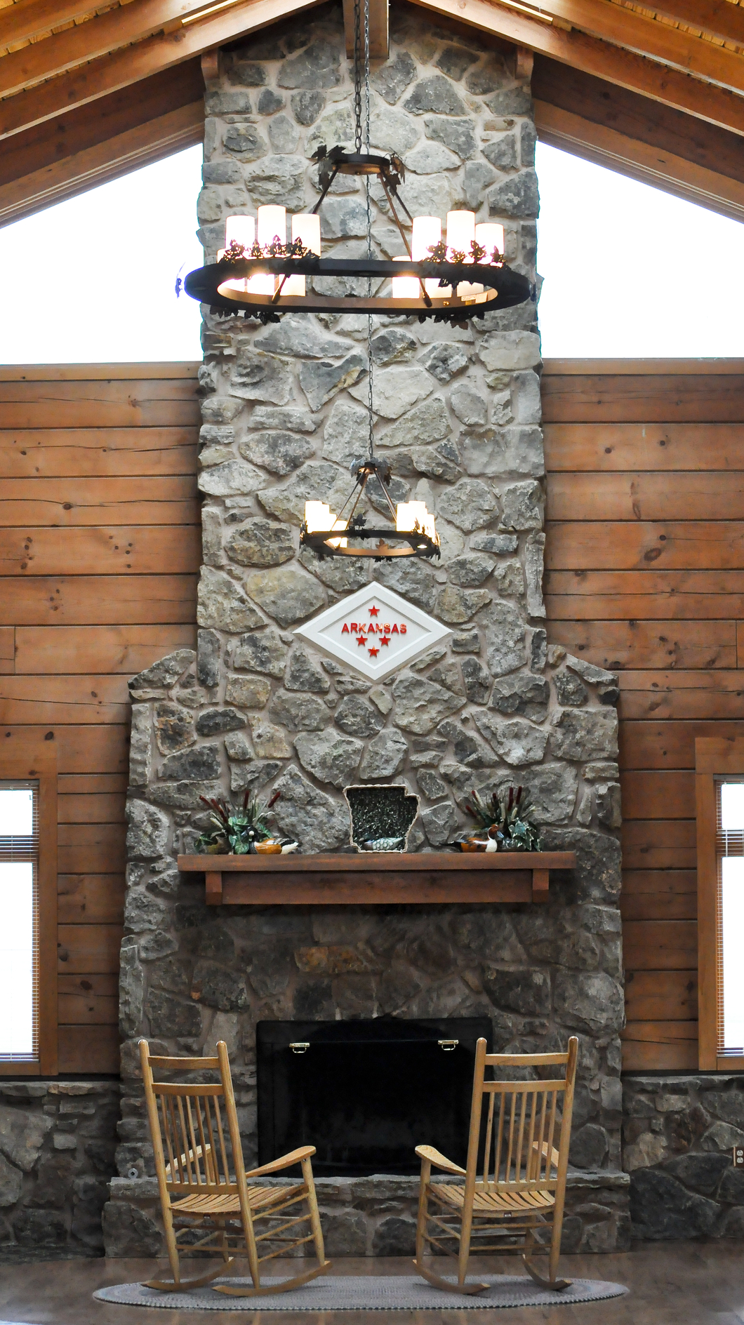 Rustic stone fireplace - Interior Design Inspirations