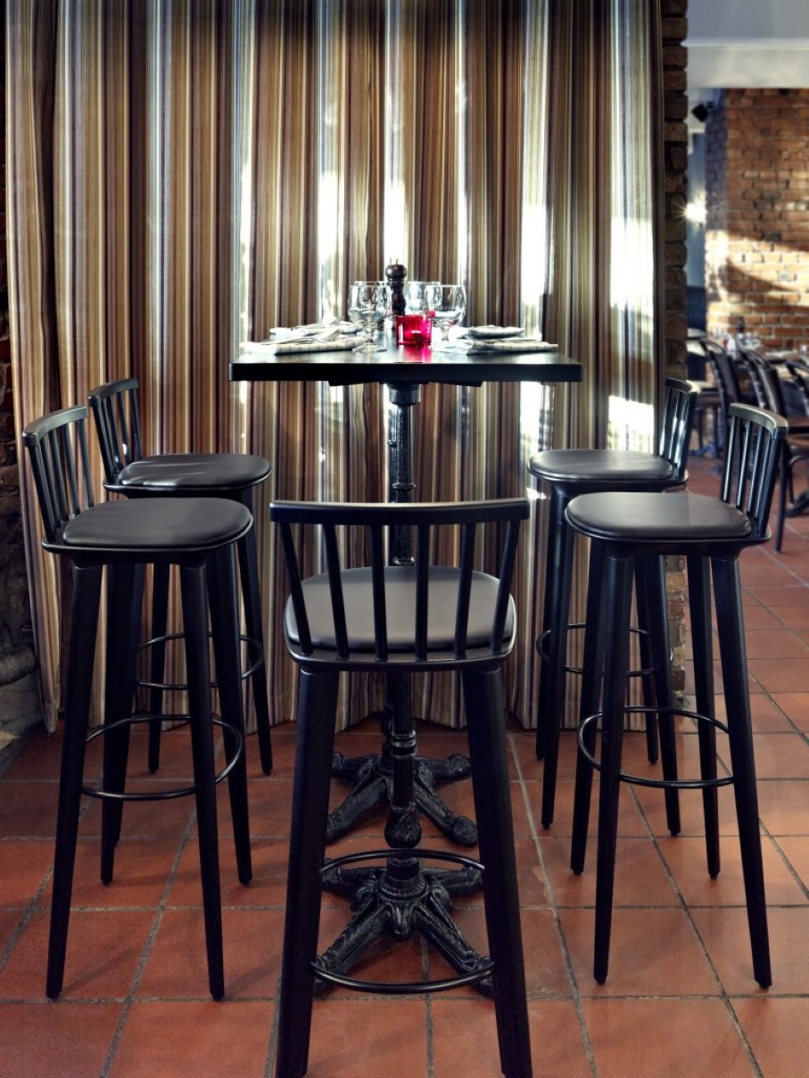 cool-design-of-black-unique-bar-stools-also-wooden-table-for-dining-room