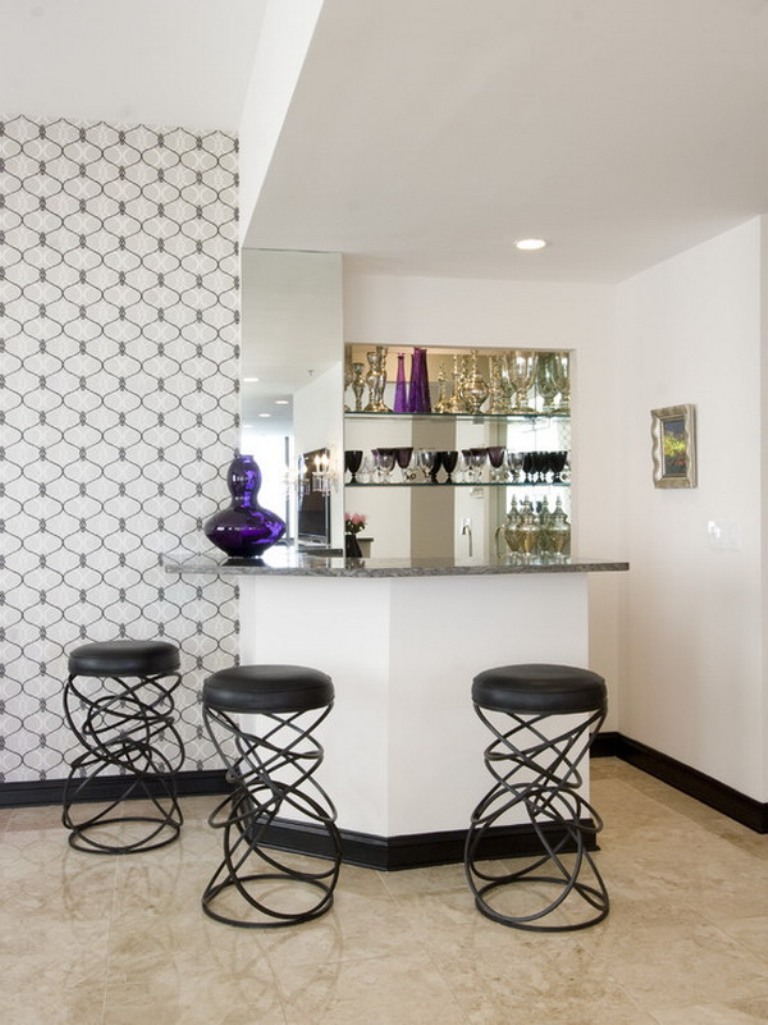 creative-idea-of-unique-bar-stools-in-black-color-also-minimalist-kitchen-table