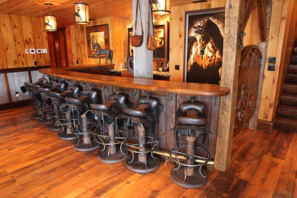 excellent-design-of-unique-bar-stools-in-dark-brown-in-front-of-cabinet